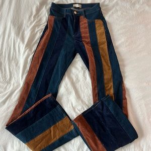 Brown Stripped Flared Jeans